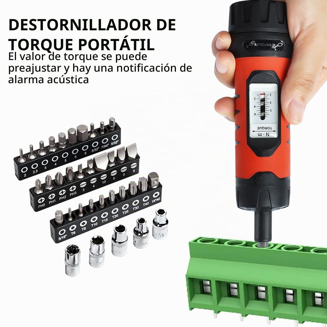 Awang Destornillador dinamométrico 1-6 NM, llave dinamométrica, 36 piezas, para reparación de bicicletas con soporte de puntas
