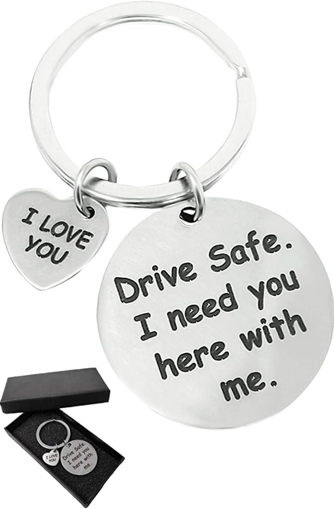 Drive Safe I Need You Here With Me Keychain - Car Key Chain - Boyfriend Girlfriend Husband - Keychain for Men Women - Gifts