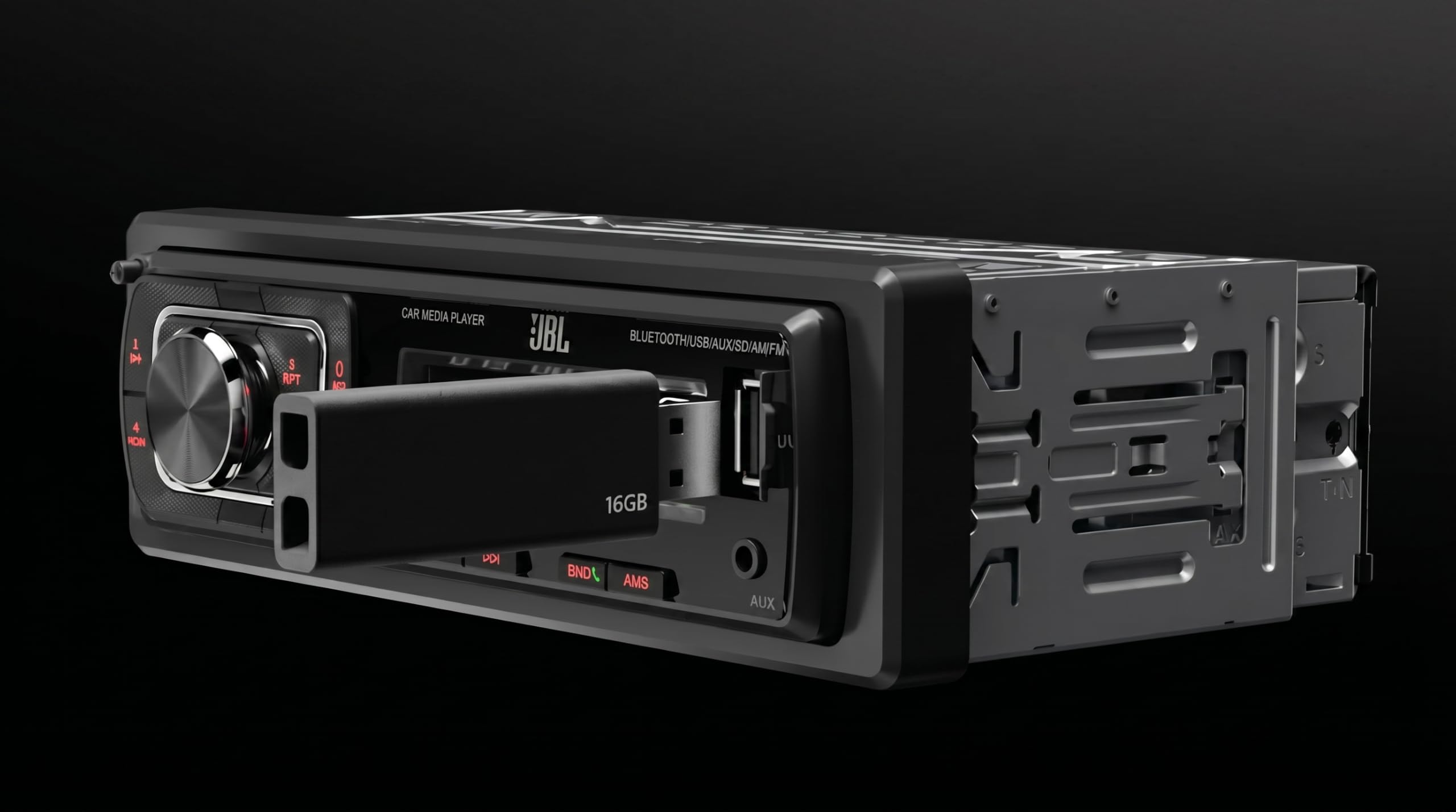 JBL Celebrity 150 Radio Coche Bluetooth por Harman Kardon Am/FM Auto Radio | 1 DIN Universal con Pantalla Desmontable y función de Manos Libres Coche Bluetooth, 4x50W, USB, SD, AUX y 2 Salidas RCA