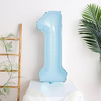 Amazon | 数字 バルーン ライトブルー 40インチ 水色 数字1 風船 誕生