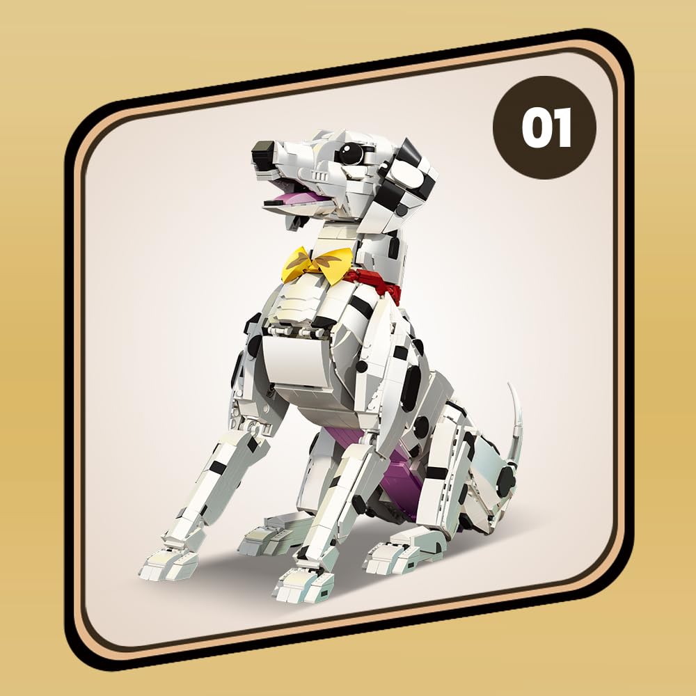Juego de bloques de construcción dálmata, un juguete en forma de cachorro para amantes de los animales, coleccionar y exponer.(39101)