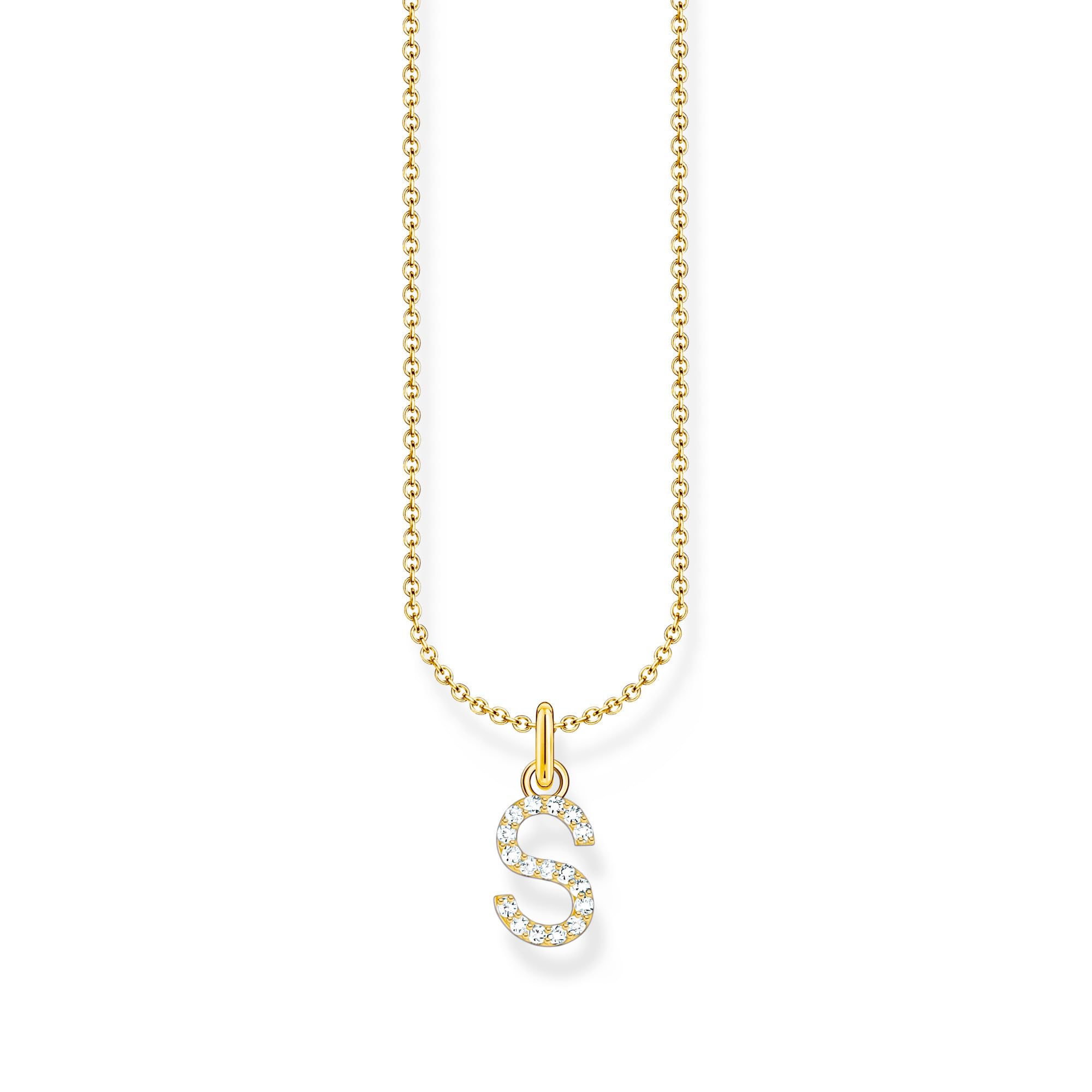 Thomas Sabo Letter S Necklace 925 Sterling Silver with Zirconia KE2258-051-14