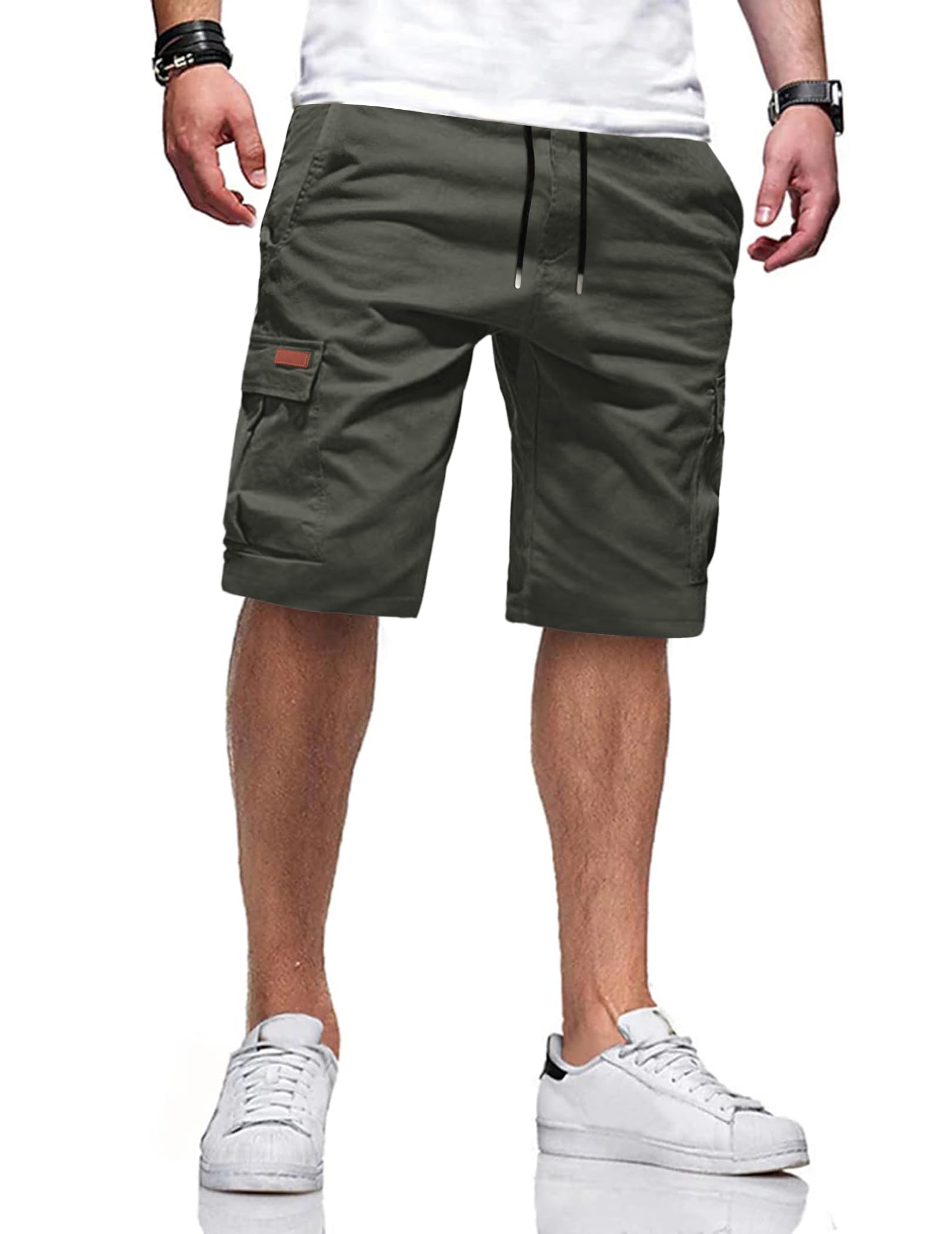TARAINYA Pantaloncini Uomo in Cotone Ideali per Corsa Turismo Pendolarismo Elasticizzato con Cordino e Tasche