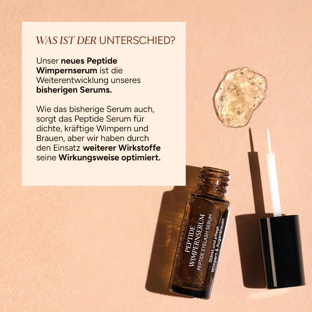 JUNGLÜCK Peptide Wimpernserum Ohne Hormone - Vegan | Für lange und dichte Wimpern und schöne Augenbrauen | Wachstum Lash Serum und Augenbrauenserum mit 5-fach Wirkkomplex aus Peptiden