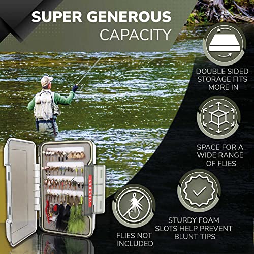 Victory Lear Series 3200 Fly Fishing Box - Waterproof Tackle Organizer Kit For Your Bass And Trout Gear - Case To Store Flies And Equipment Neatly (Large) #TOP2