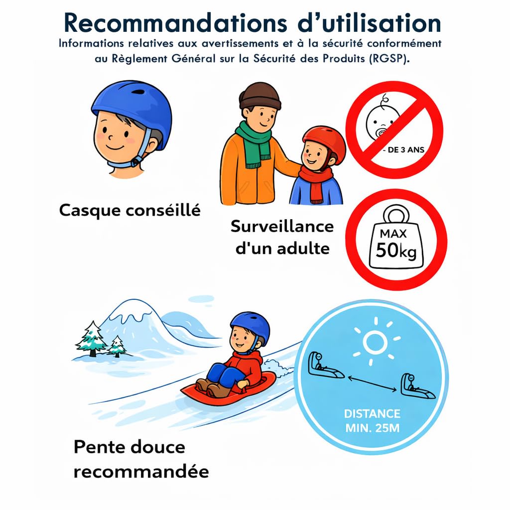 Luge traîneau Rouge avec Patins en Acier - Modèle Bullet