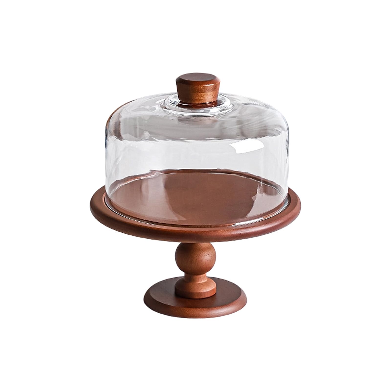 Glass Dome Serving Stand for Cakes and Pastries, Wood Pedestal Display Tray for Dessert Tables, Fruit Service, and Hosts Glass Cake Stand Dome Dessert Display Wood Pedestal Serving Tray Covered Pastry