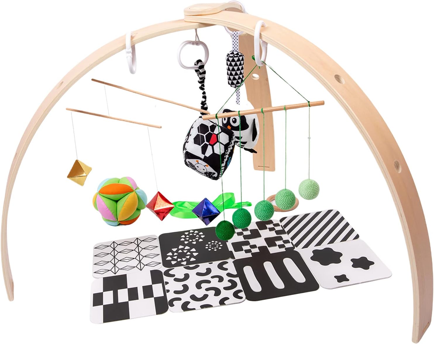 Adena Montessori Wooden Baby Play Gym Kit Stimulate Newborn Baby Play