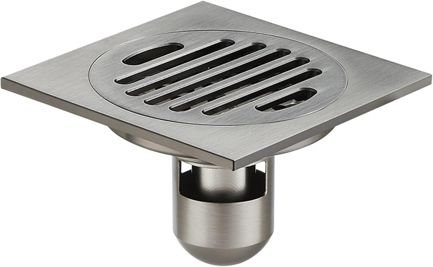 Square Shower Drain, Brass Shower Floor Drain Deodorant Antique Shower Floor Drain with Removable Cover, Hair Strainer, 1010Cm,Green Bronze (Color : Brushed)