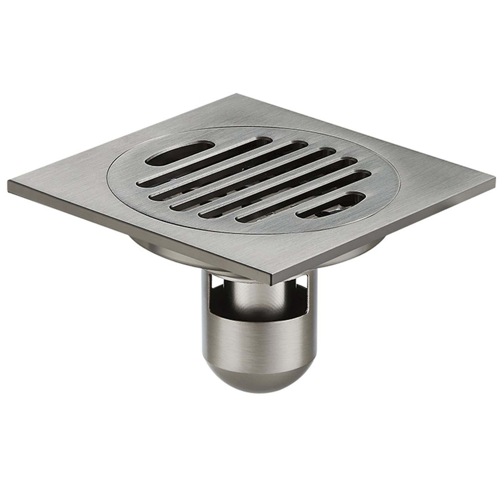 Scarico Doccia Quadrato, Scarico A Pavimento Doccia in Ottone Deodorante Scarico A Pavimento Doccia Antico Con Coperchio Rimovibile, Filtro Per Capelli, 10 * 10 Cm,Brushed