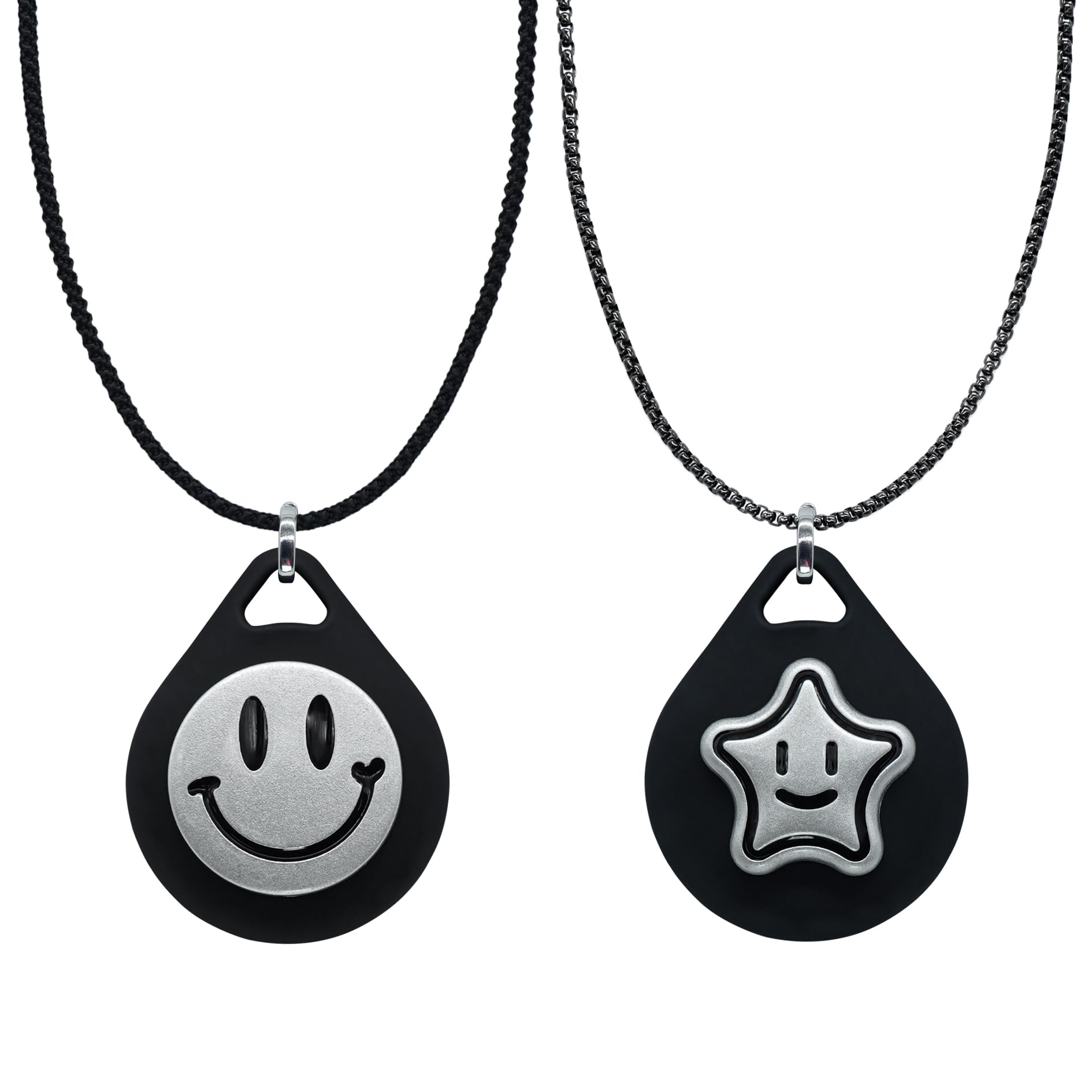 2 Pack Kids Necklace Holder for Airtag, Cool Boys Black Silicone Necklace Case for Apple Airtag-image-44