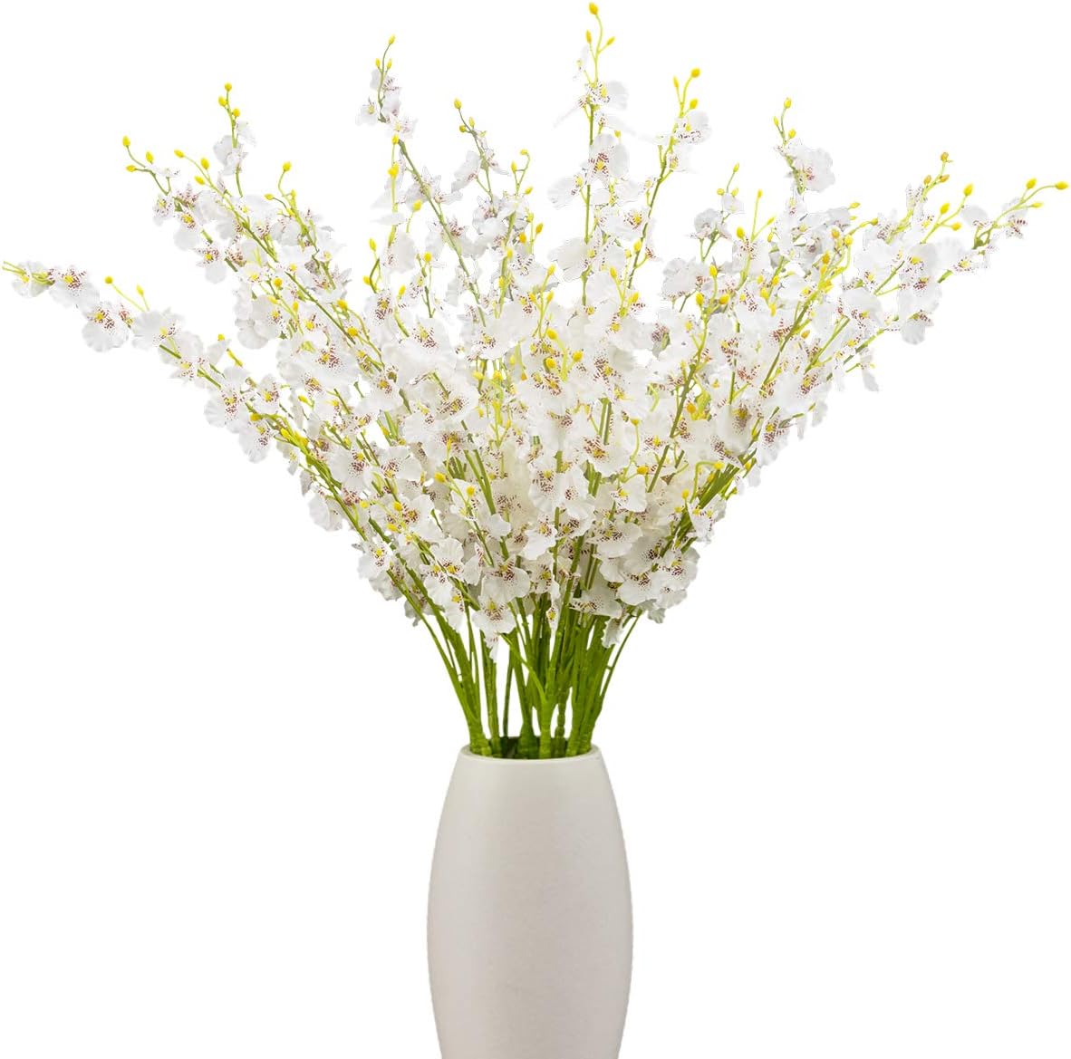 BOMAROLAN Artificial Orchid Silk Fake Flowers Faux Dancing Lady Orchids Stems Flower 10 Pcs Real Touch for Wedding Home Office Party Hotel Yard Decoration Restaurant Patio Festive Furnishing(White)