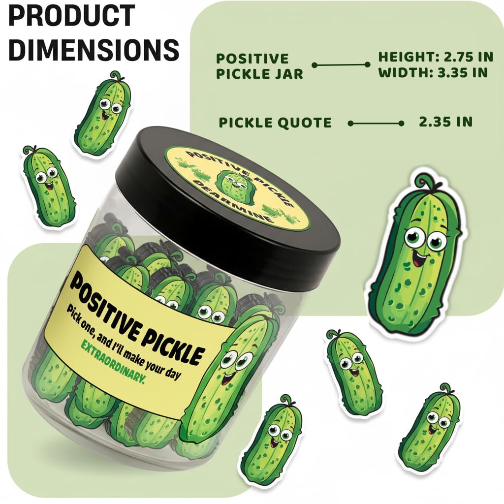 DEARMINE 60 Positive Pickle Cards Jar, Graduation Gifts, Mothers Day Birthday Gifts for Mom, Women, Coworkers, Adults, Teachers, Friends, Teen Boys, Teen Girl Gifts Trendy Stuff