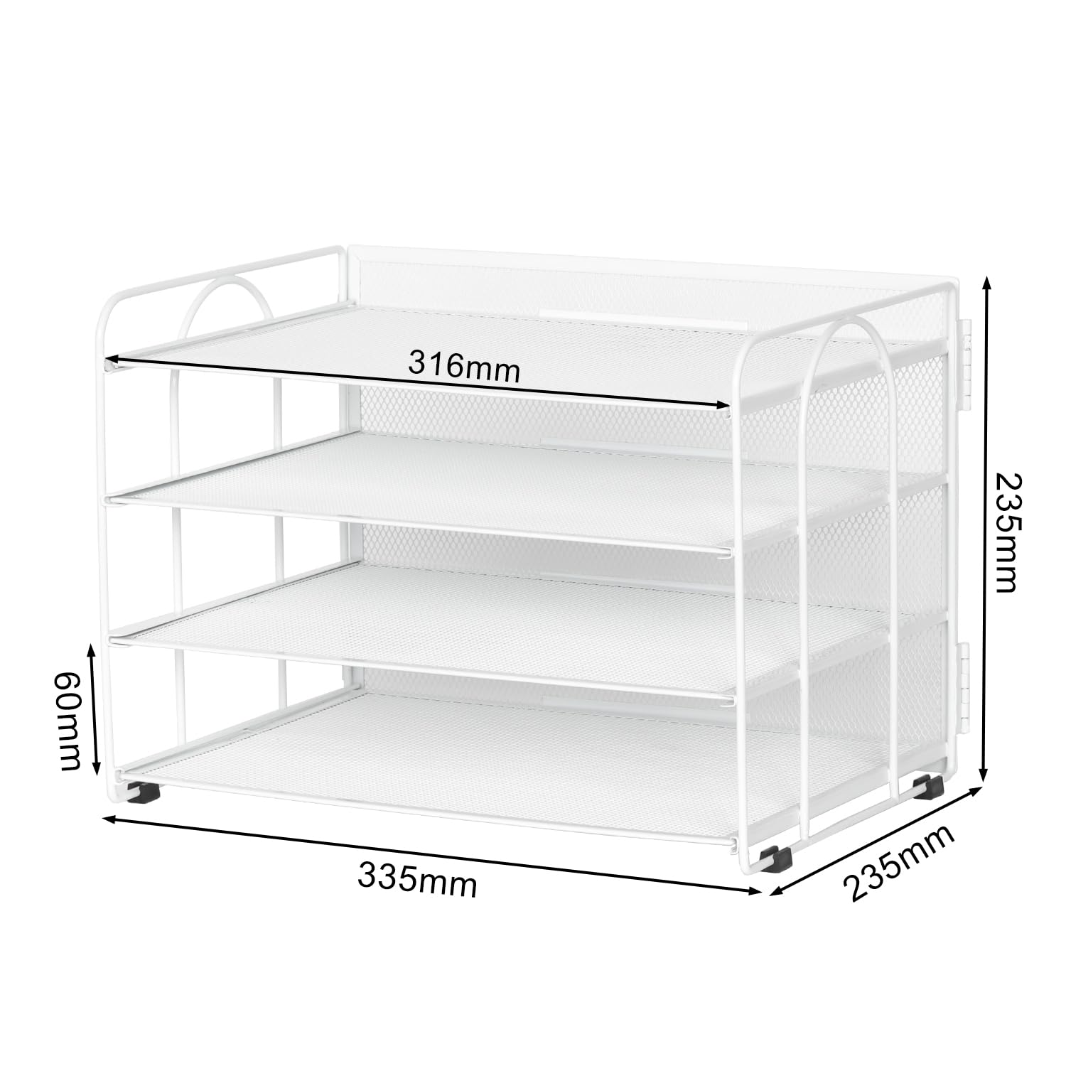 EasyPAG Organizer na Biurko A4 4 Przedziały Metal Siatka,Taca na Czasopisma,Półka na Listy,Stojak na Dokumenty do Domu & Biura,Biały