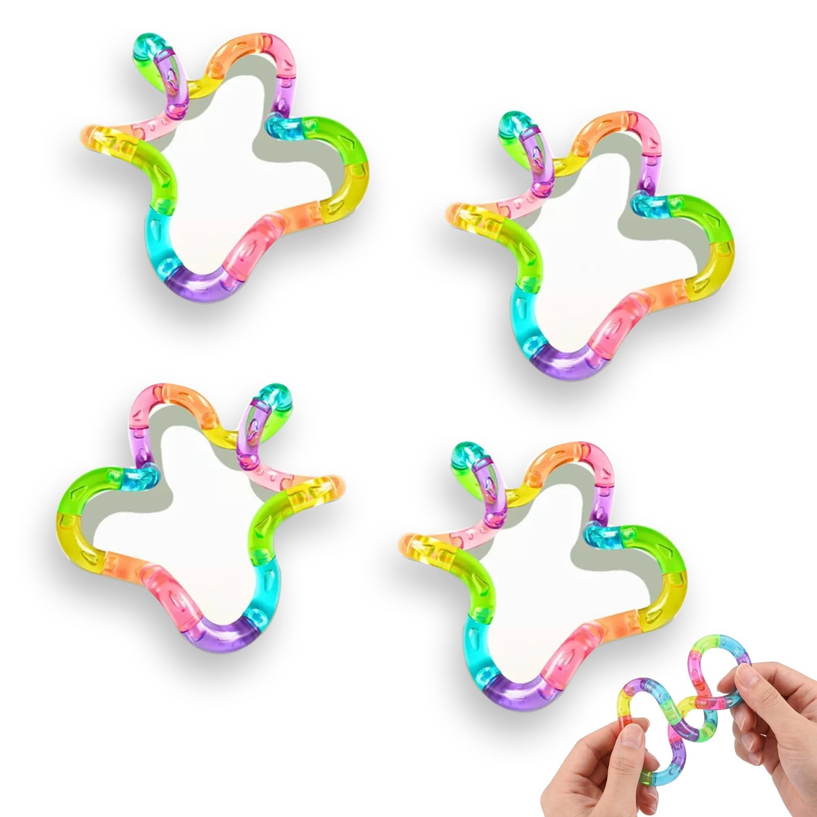 4Pcs Tangle Fidget Toy Twistable Tool，Tangle Toy,