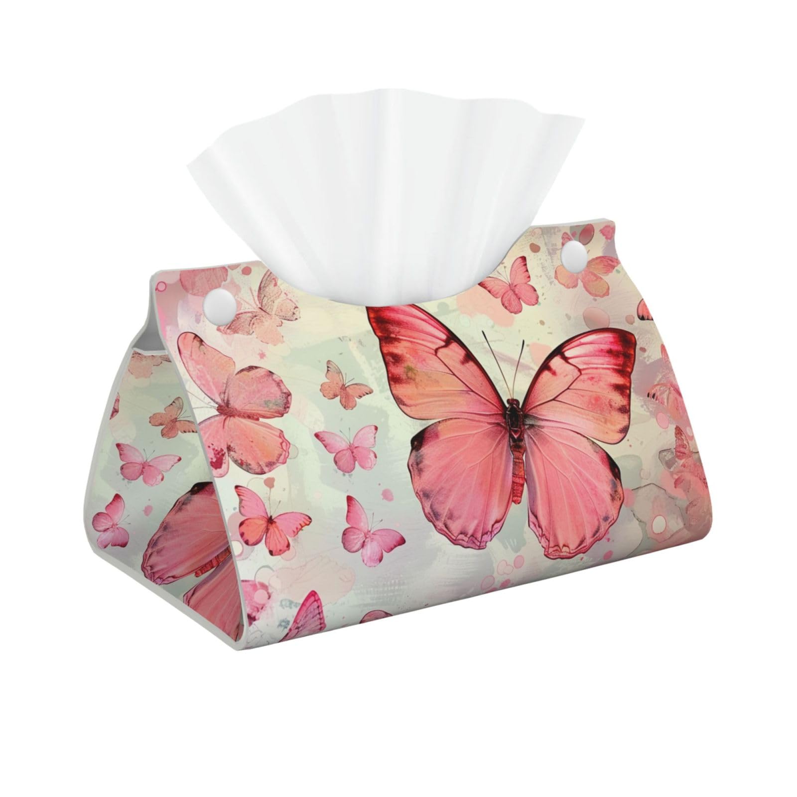Butterfly Print Tissue Box Cover Foldable Tissue Storage Box Leather Tissue Cube Box Holder for Living Room Bedroom Office Car Home Decor