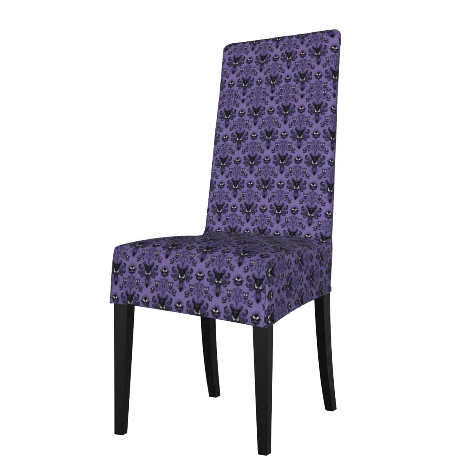 Yyhwhjde Black Haunted Mansion Prints Dining Chair Throw Covers - Stretchable Spandex Slipcovers For Chair Protection & Refreshing Your Dining Room