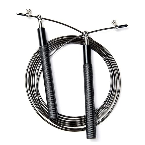 PALMIER ワイヤー 縄跳び ワイヤーなわとび ブラック ホワイト 強靭ワイヤー フィットネス縄跳び ジム トレーニング ロープ トレーニングなわとび ジムロープ 跳び縄 跳びなわ ROPE 調整簡単 WAYANAWA (Black)