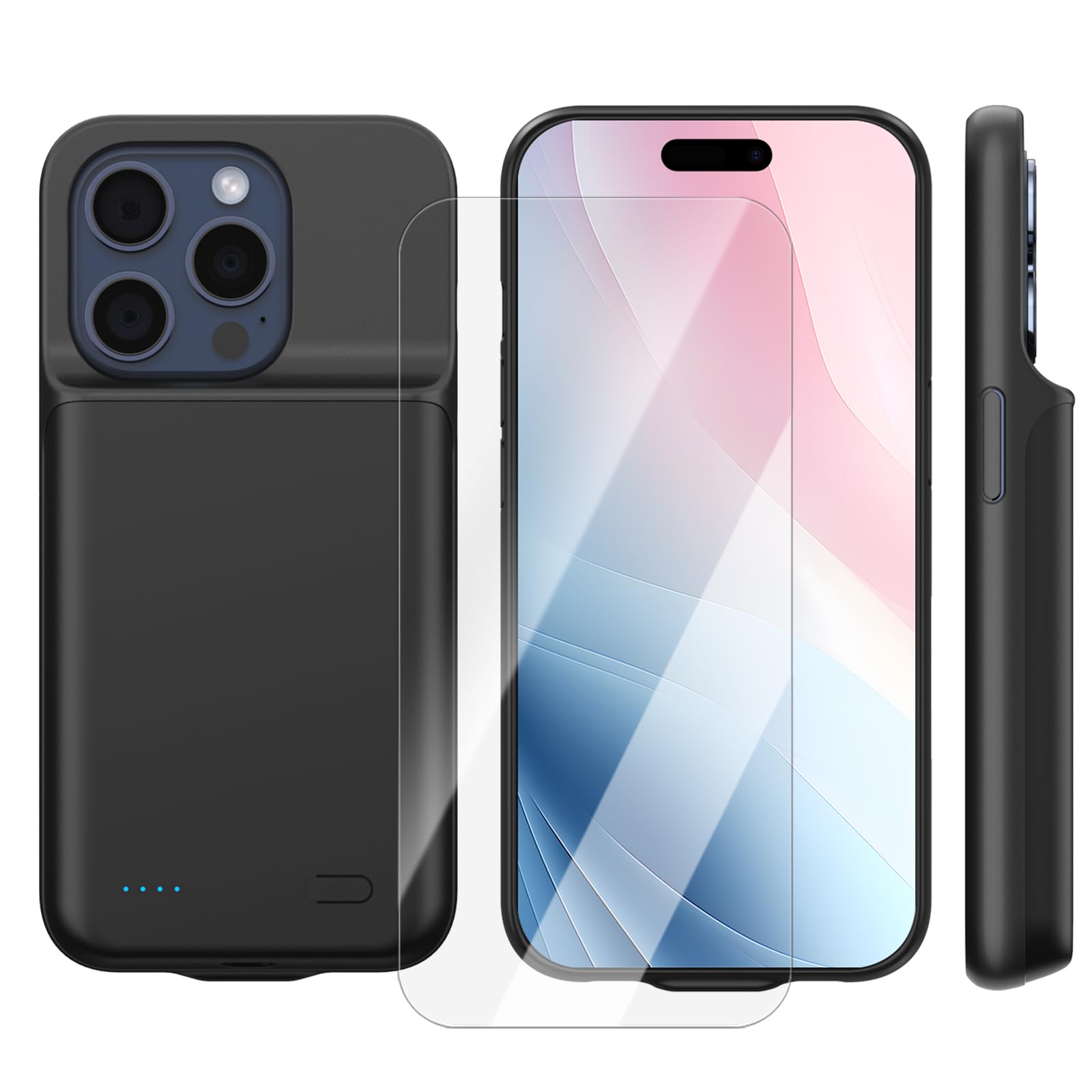 Coque de Batterie pour iPhone 15 Pro (6,1"), 8500 mAh, Chargeur Portable Ultra Fin pour iPhone 15 Pro, Chargeur de Téléphone et Coque de Protection avec Fonction de Charge pour iPhone 15 Pro