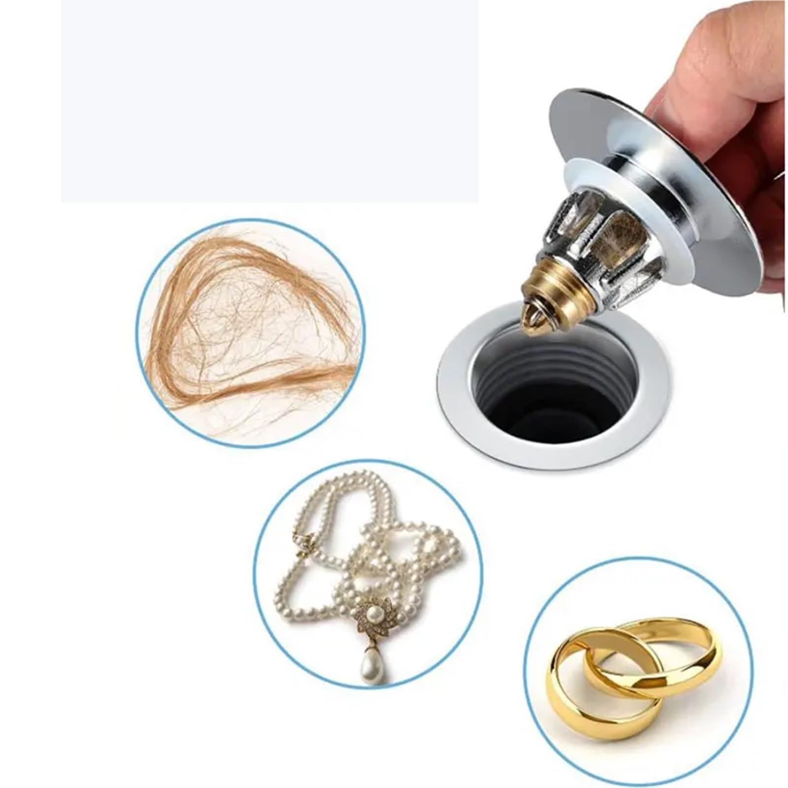 Tapón de desagüe for Lavabo de baño, antiobstrucción, desagüe de Ducha emergente, captador de Ruidos, Filtro for Lavabo de baño para Cocina(3 pcs Silver)