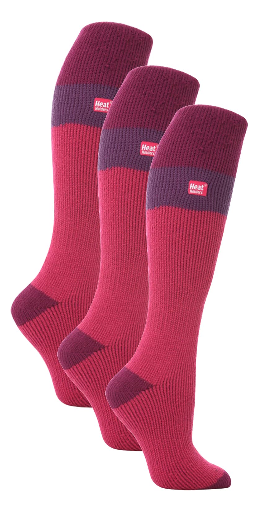 Heat Holders Women's Raspberry / Fuchsia - 3 Pack Thermal Knee High Ski Socks | Thick Winter 2.3 Tog Long Skiing Socks (4-8, Raspberry/Fuchsia)