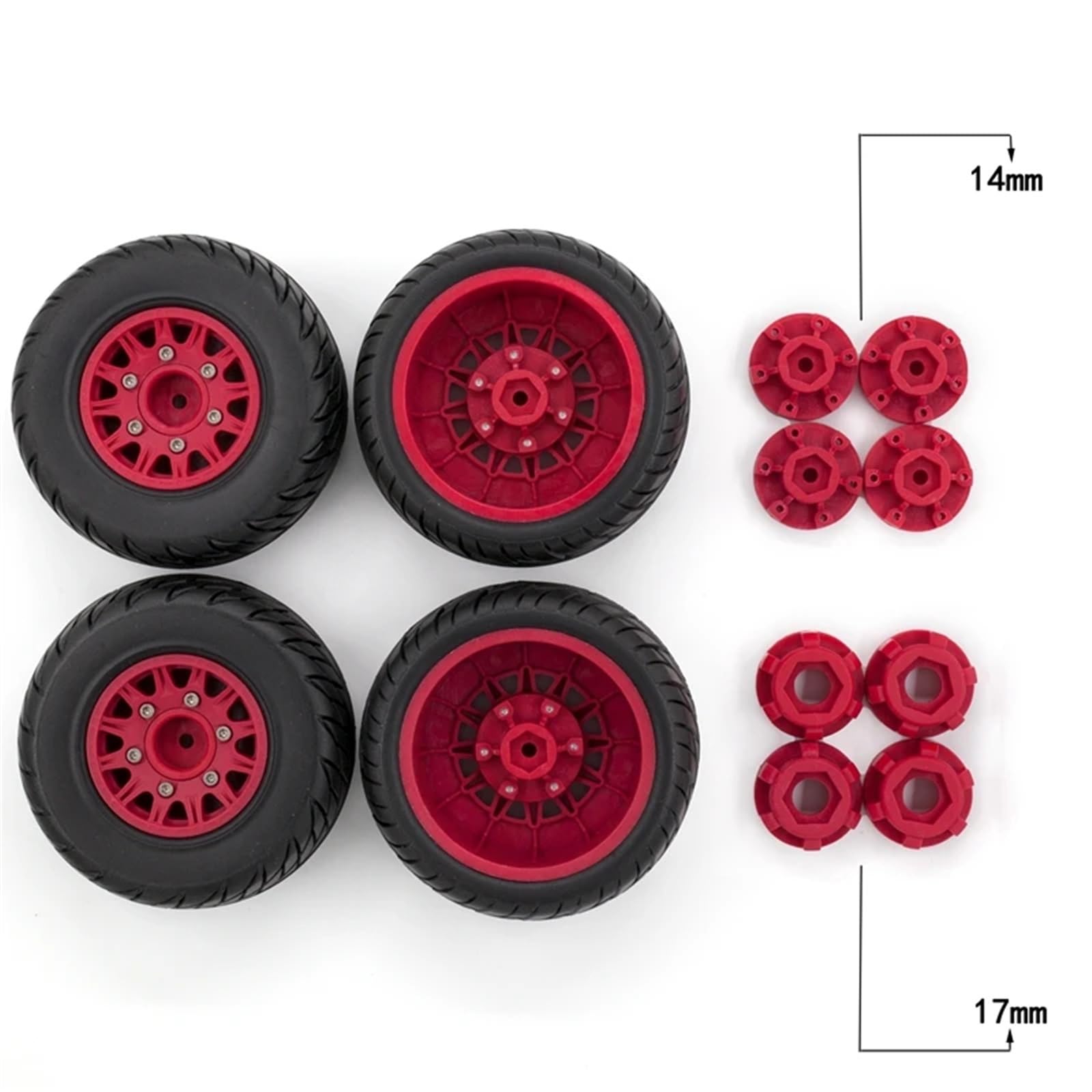 RC Pneus Jante Compatible avec HSP pour HPI pour Redcat pour Tamiya RC 1/10 Voiture pour 12/14/17mm 4Pack 75mm Moyeu Hexagonal Jantes Jeu De Pneus