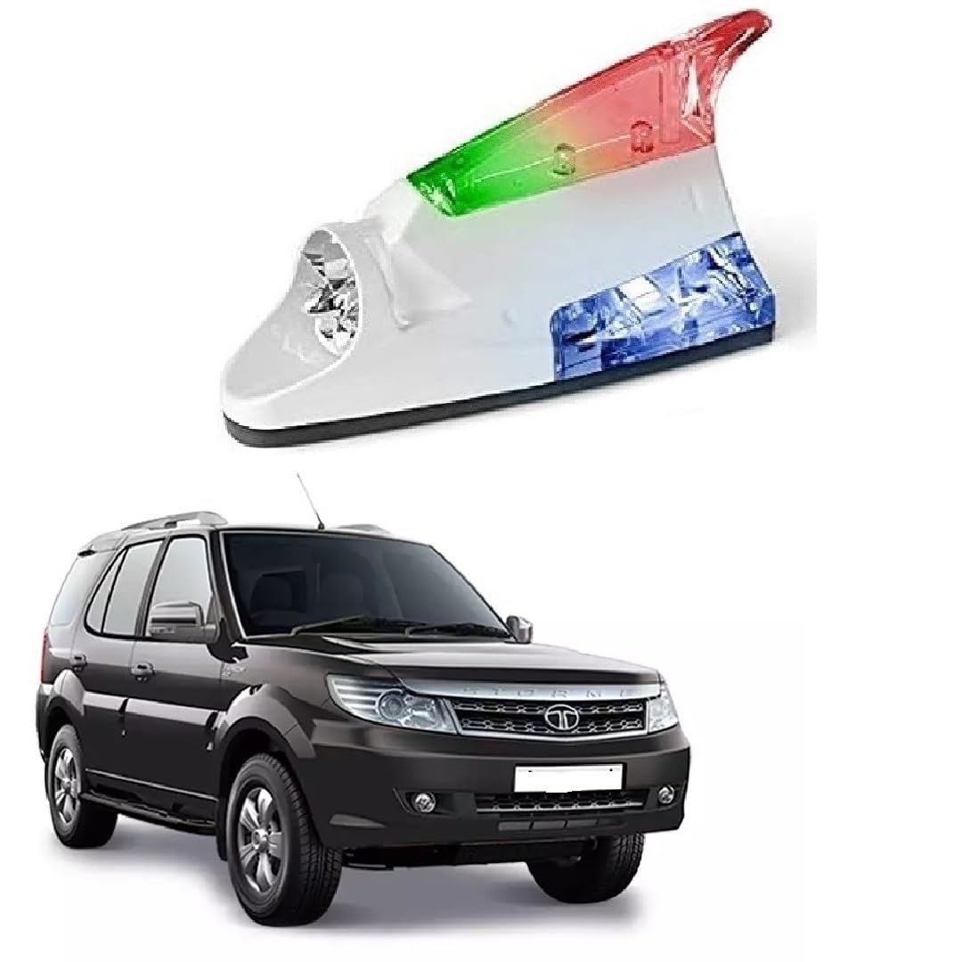 Car Wind Power LED Shark Fin Antenna Light | No Battery Required | Multicolor Auto Glow Decorative Roof Light for Tata Safari Storme