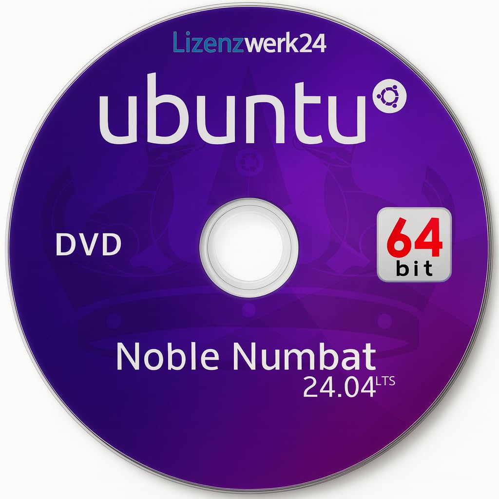 Linux Ubuntu 24.04 LTS „Noble Numbat“ – Desktop 64-Bit – Live-/Installations-DVD mit Anleitung | UEFI/Legacy & Secure-Boot | Deutsch & mehrsprachig