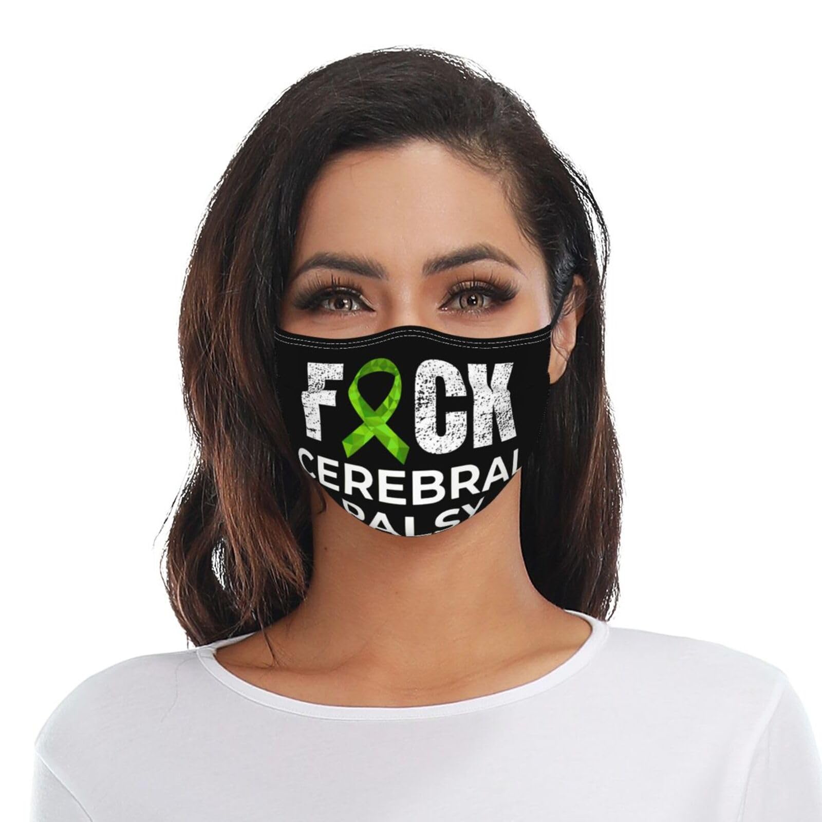 Fuck Cerebral Palsy Awareness Ribbon Adult Dust Mask Adjustable Dust Face with 2 Filter98