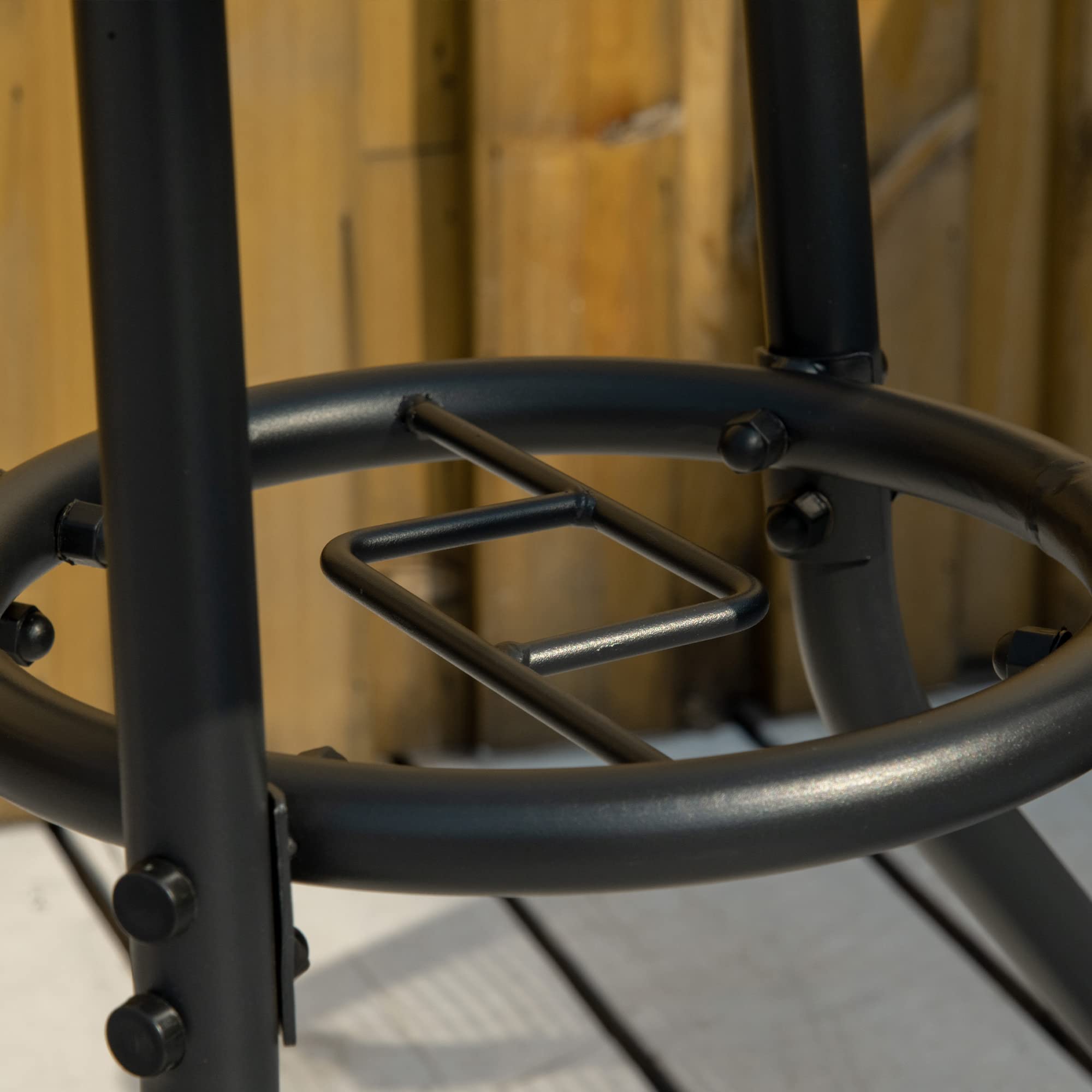 Outsunny Table à Manger de Jardin, avec Trou de Parasol, Table extérieure Ronde avec Plateau en Verre trempé, pour Jardin, Patio, terrasse, Ø 80 x 72 cm, Noir