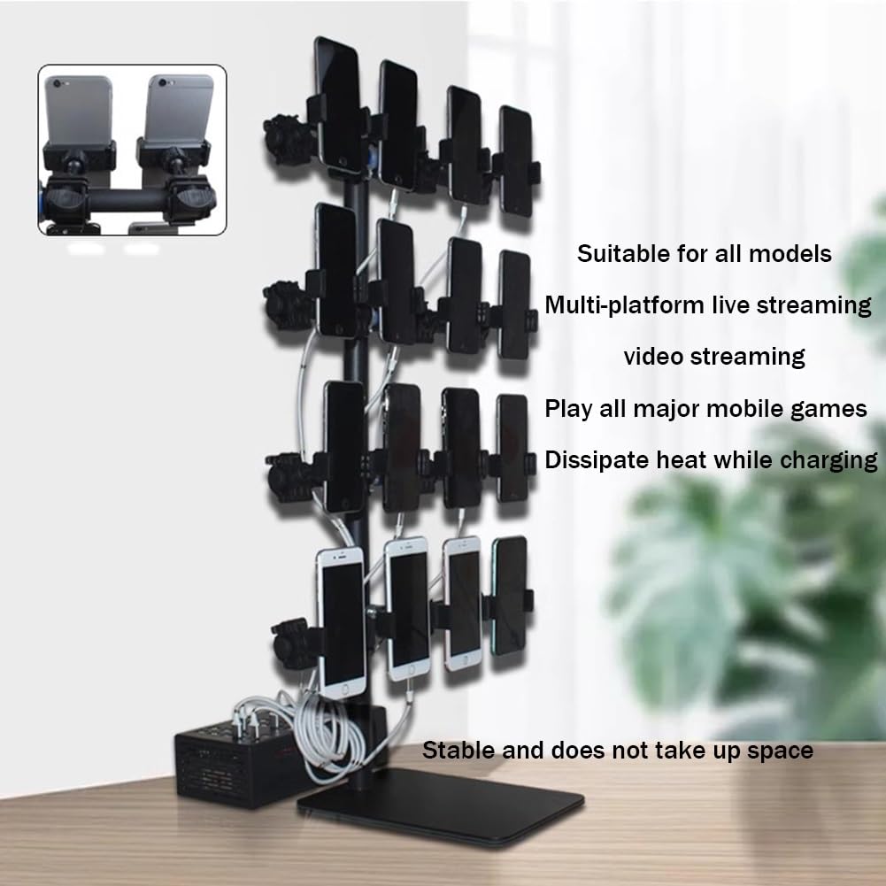 Supporto regolabile per telefono da scrivania, supporto di ricarica multi-dispositivo per visualizzazione a mani libere e registrazione video in casa e ufficio