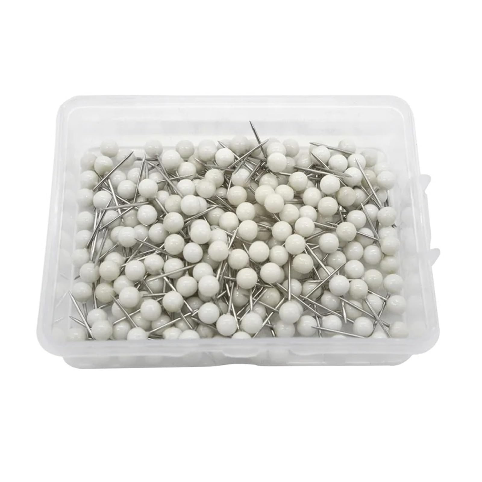 Cute Push Pins 400pcs Color Beads Head Marking Push Pins Round Ball Map Thumb Tacks Photo Bulletin Cork Board Wall DIY Craft(White)