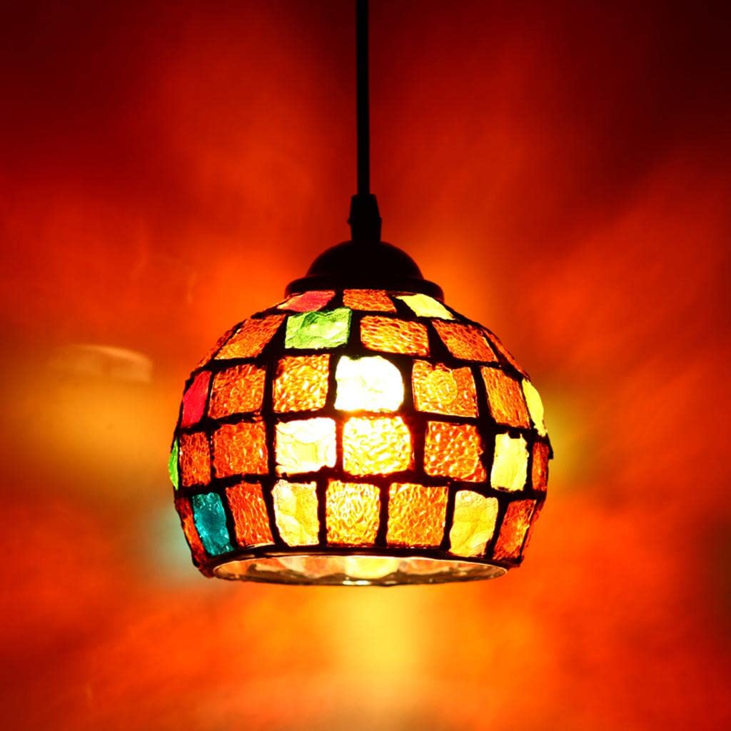 Vintage Hanging Light Mosaic Design Pendant Ceiling Lampshade Stained Glass 4#-image-32