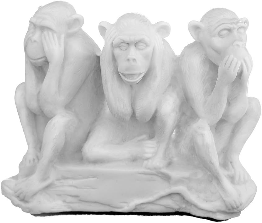 danila-souvenirs Marble Statue Figurine See, Hear, Speak No Evil Three Wise Monkeys 11 cm
