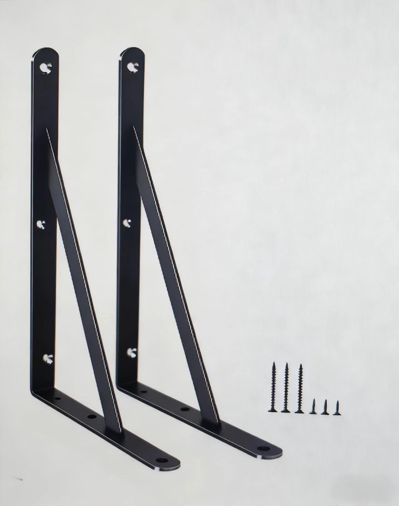 2 Pack L11 x H 8" Black Heavy Duty Shelf Brackets with Screws Metal Shelf Brackets Shelf Support Angle Brackets for Shelves L Brackets Heavy Duty Floating Shelf