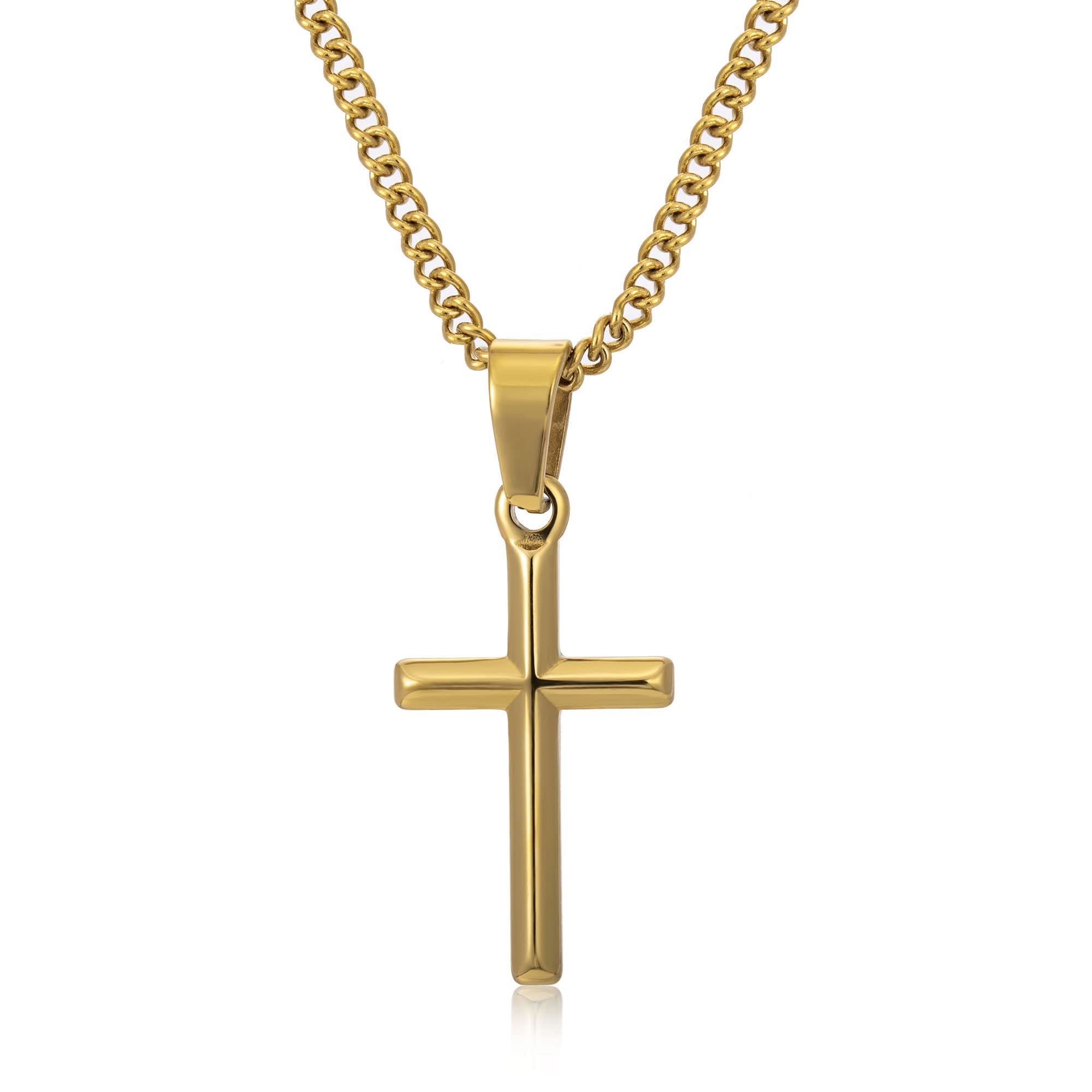 Murtoo Cross Necklace for Men, Stainless Steel Necklace for Men with Cross Pendant, Cross Mens Necklace Simple Jewelry Gift Idea for Men Women, 2" Adjustable Curb Chain