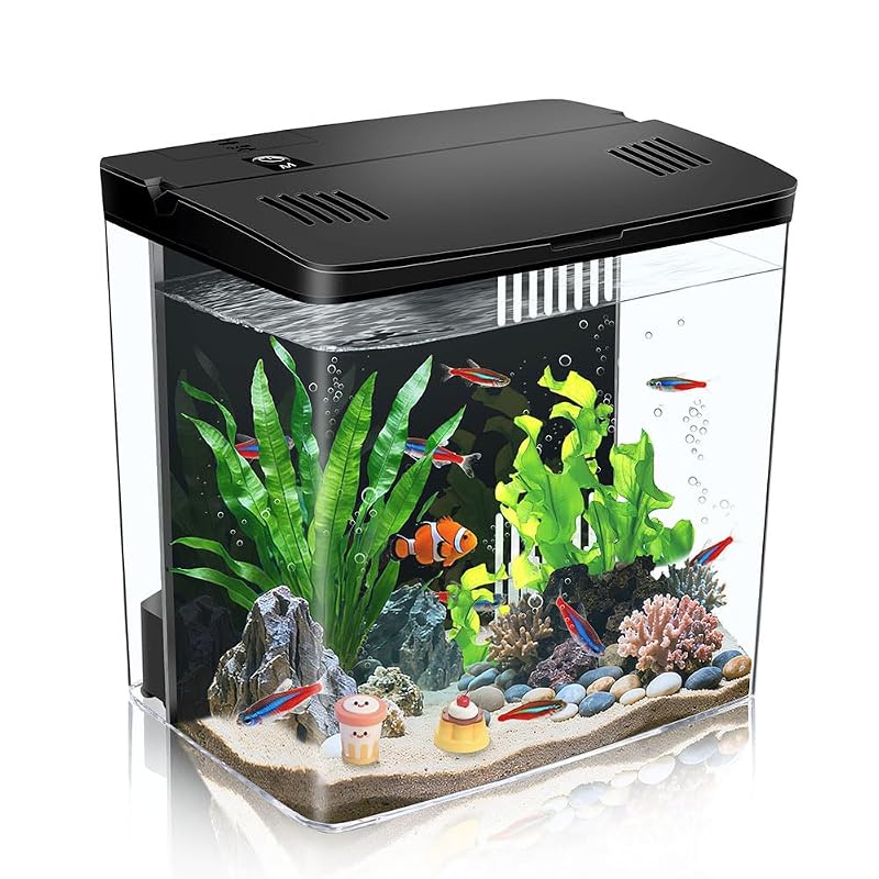 Aquário para Peixes Novique com Filtro Autocirculante, Bomba Regulável e LED, 4,54 L