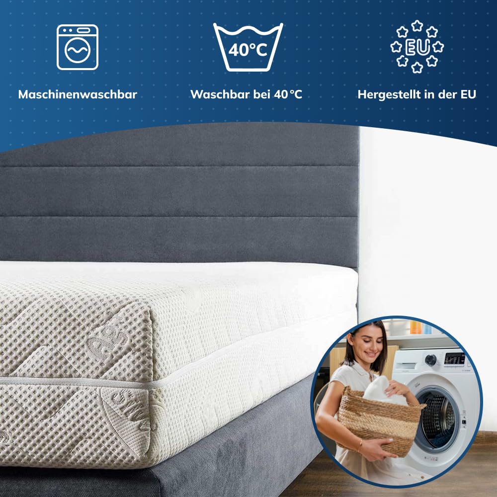 Silver Life Matratzenbezug, 90x200 cm, Waschbar bei 40°C, Soft Touch Technologie, Weiß (16cm)