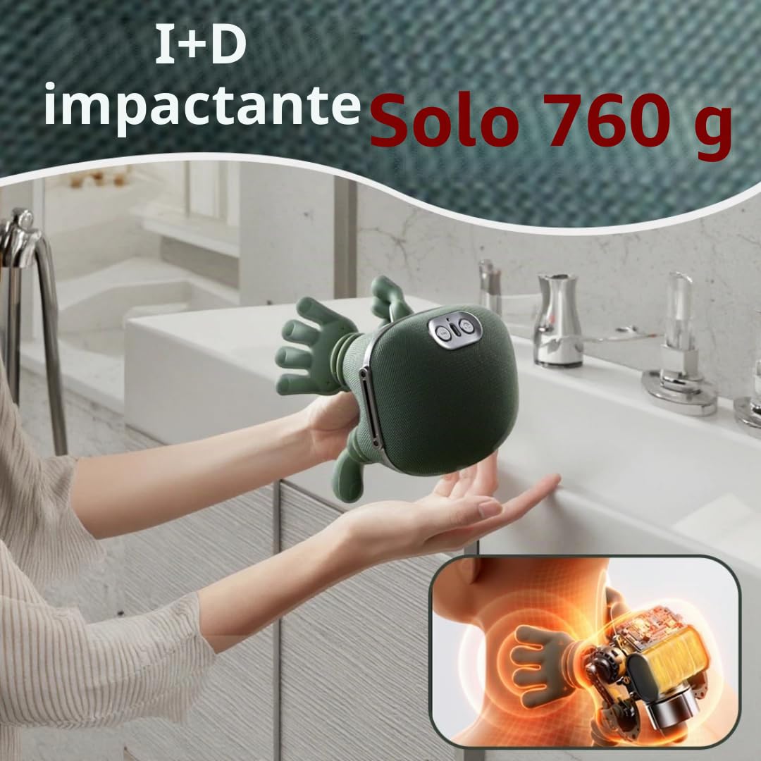 Masajeador térmico biónico, masajeador Shiatsu portátil de cuello y espalda, masaje eléctrico de tejido profundo 4D, diseño de mano humana simulada para aliviar el dolor y relajarse