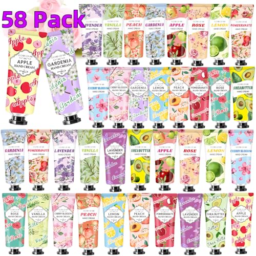 58 Pack Hand Cream Bulk Gifts,Graduation Gifts Teacher Gifts,Appreciation Gifts for Coworkers,Natural Plant Shea Butter Hand Cream for Dry Cracked Hands,Travel Size Hand Lotion Small Gifts for Women