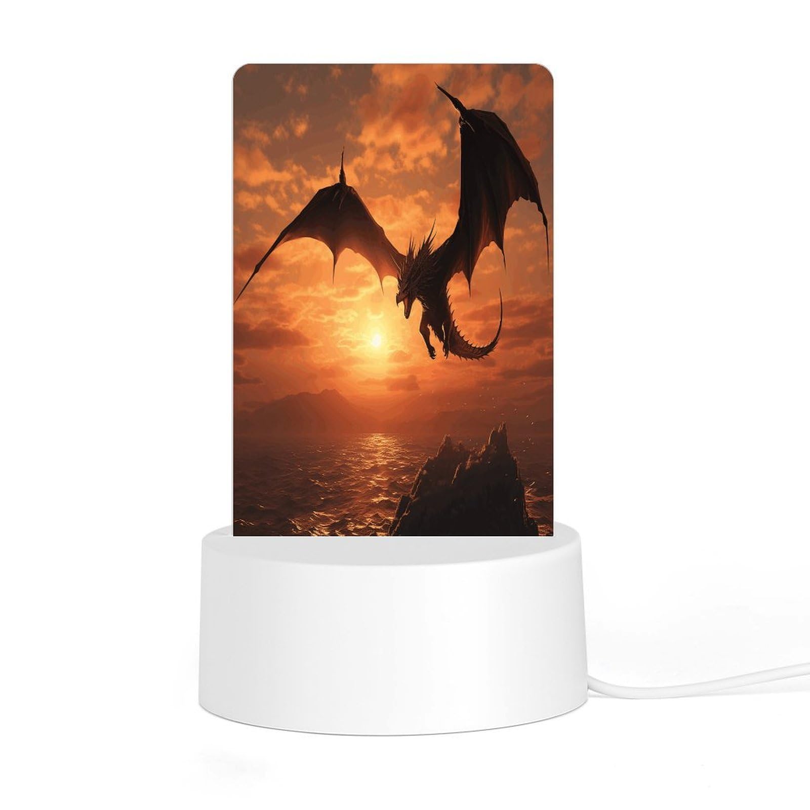 Adfgyerh Style Sea Sunset Flying Dragon Night Light Acrylic Material Easy Installation, Home Decor Usb Interface Power Supply, Lamp For Restaurant Bar Cafe Room Decor