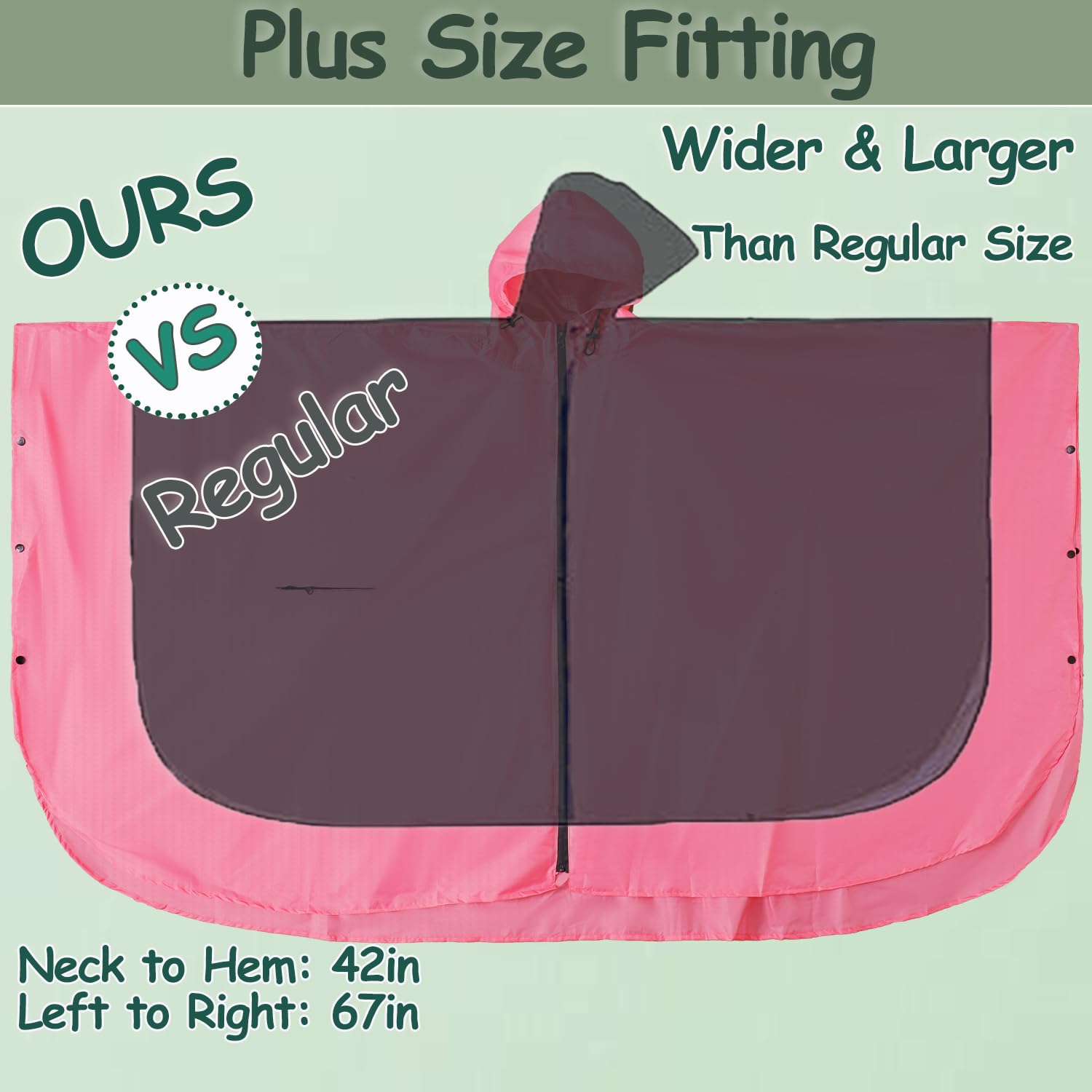 Poncho de lluvia para adultos de talla grande con capucha y cremallera, poncho para Lluvia, poncho táctico para adultos para camping, senderismo
