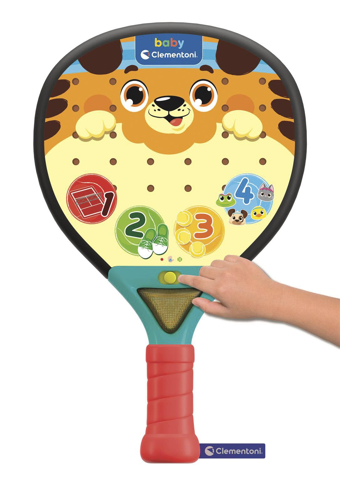 Clementoni Baby - Smash Racchetta da Padel parlante, Racchetta Educativa, Interattiva e Parlante, per Bambini tra 1 e 4 Anni, Stimola Lo Sviluppo Sensoriale e Cognitivo, 17548