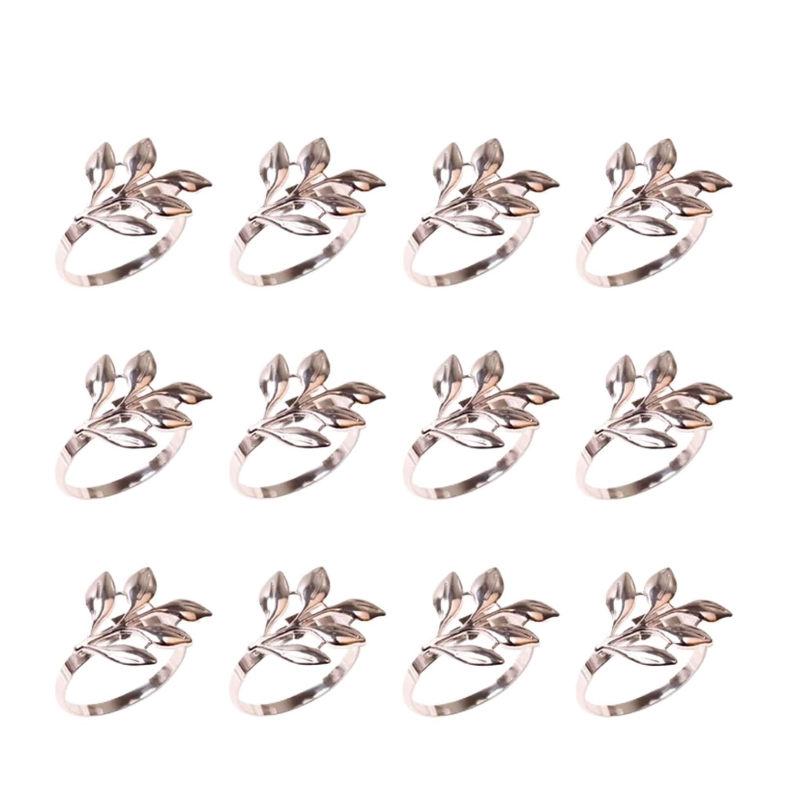 napkin rings Leaf Napkin Rings Buckle Holder for Christmas Thanksgiving Wedding Dinnig Table Decoration(Silver 12pcs)