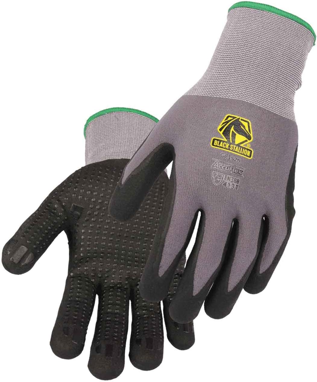Black Stallion GC1526-GB AccuFlex Nitrile Micro-Foam Dot Grip Knit Gloves, Large, 12 pack