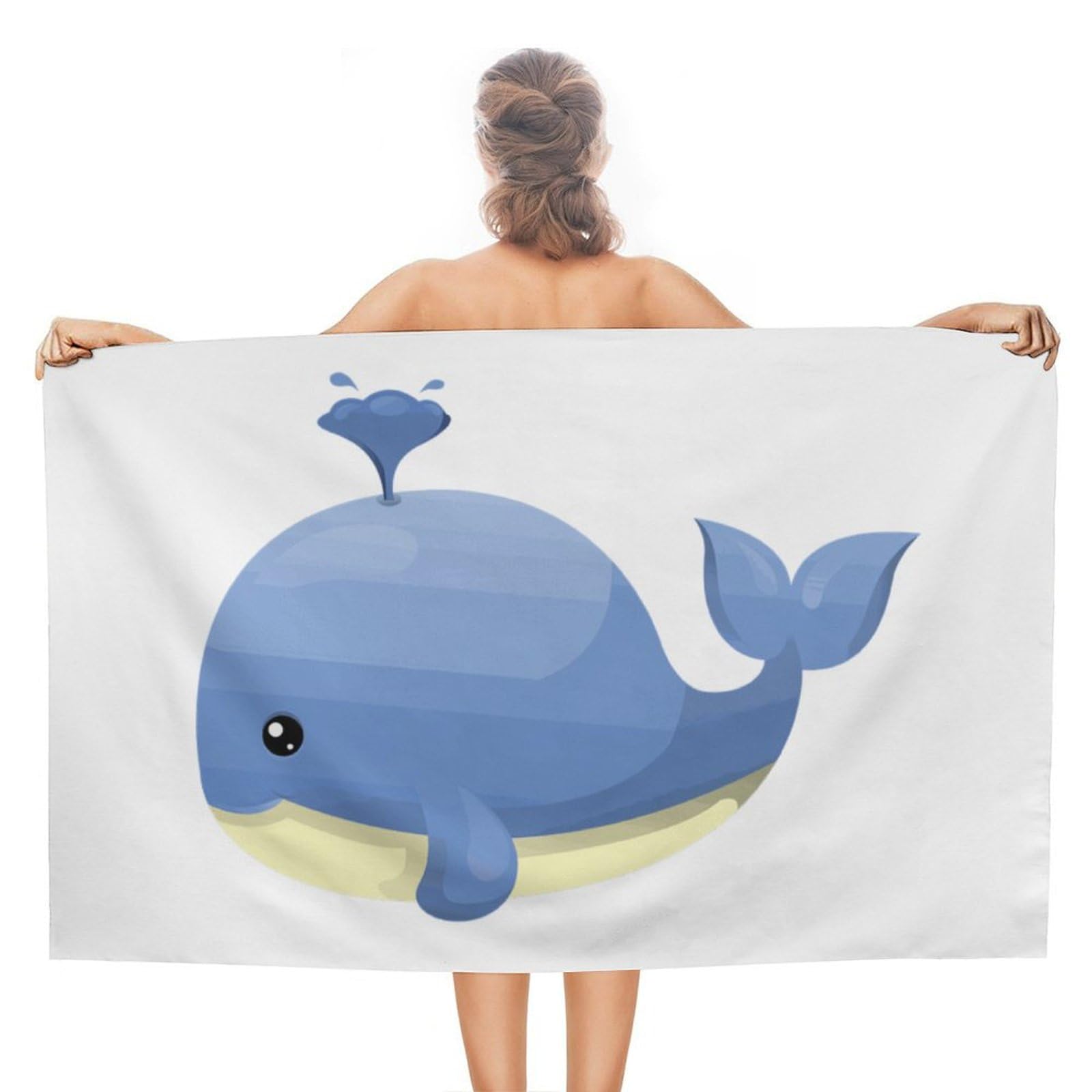 LEDFCVSU Beach Towel, Cartoons Whale Lighthouse Bath Towel, Absorbent Towel for Swimming, Sports, Travel