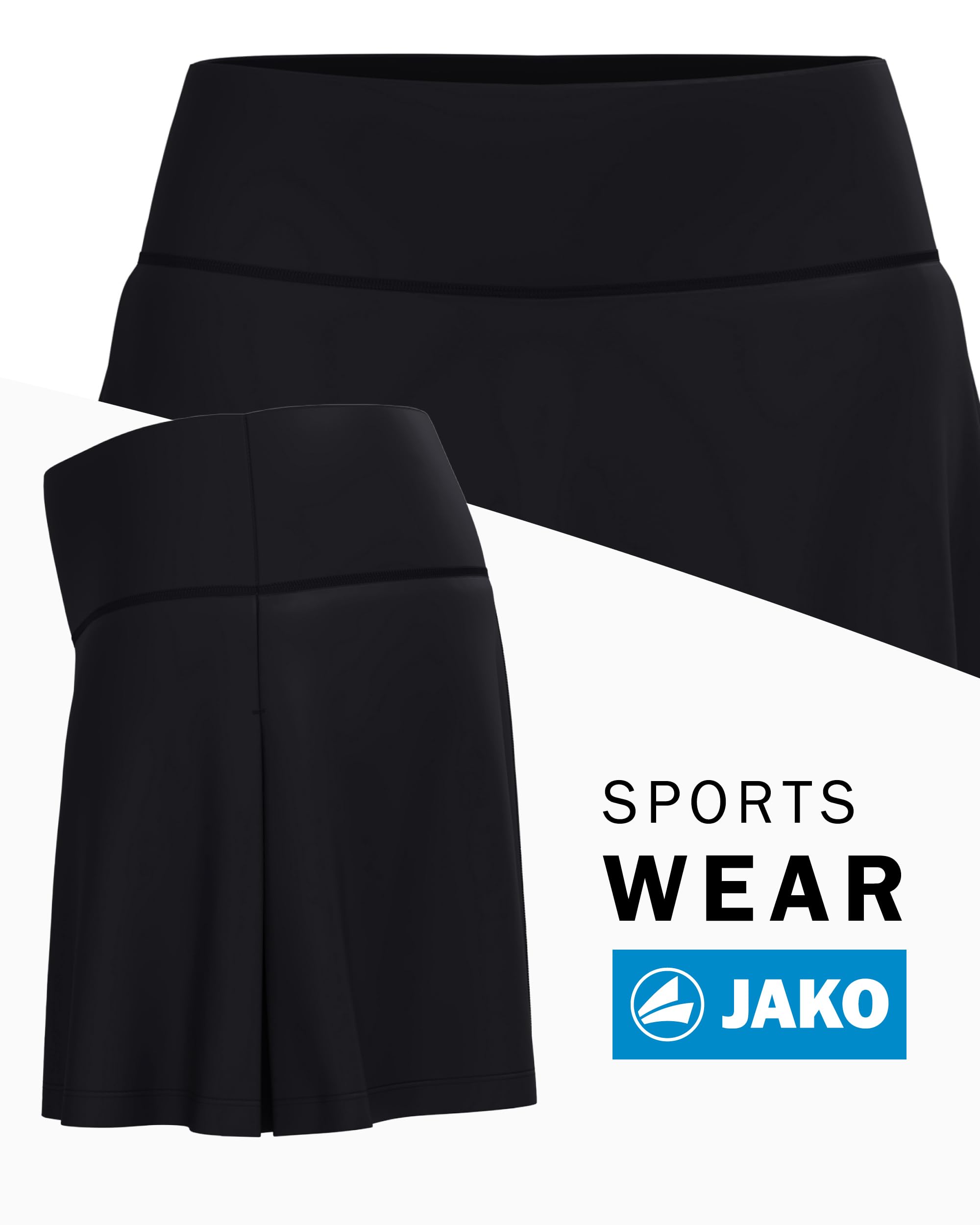 JAKO Rock Basic 2.0 Damen Sportrock – Funktionsrock mit integrierter Innenhose und Seitentasche für sicheren Halt, Activewear für Running & Tennis