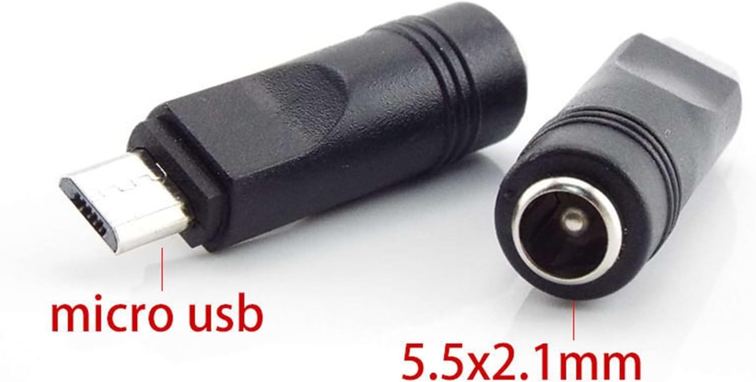 2pcs DC Female Power Jack to Type c Mirco USB 2.0 Type a Male 5.5 * 2.1mm Female Jack 5V Power Connector Converter(Type c Male)