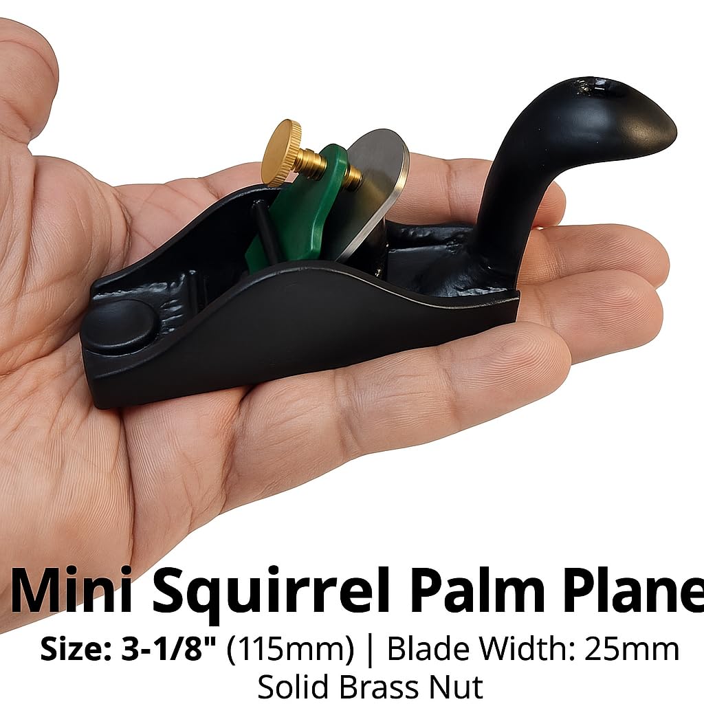 Kalanjari Tools Mini Squirrel Palm Plane With Solid Brass nut 3-1/8" INCH (115MM) Long Blade Width 25mm Seasoned Casting Jack Plane 2