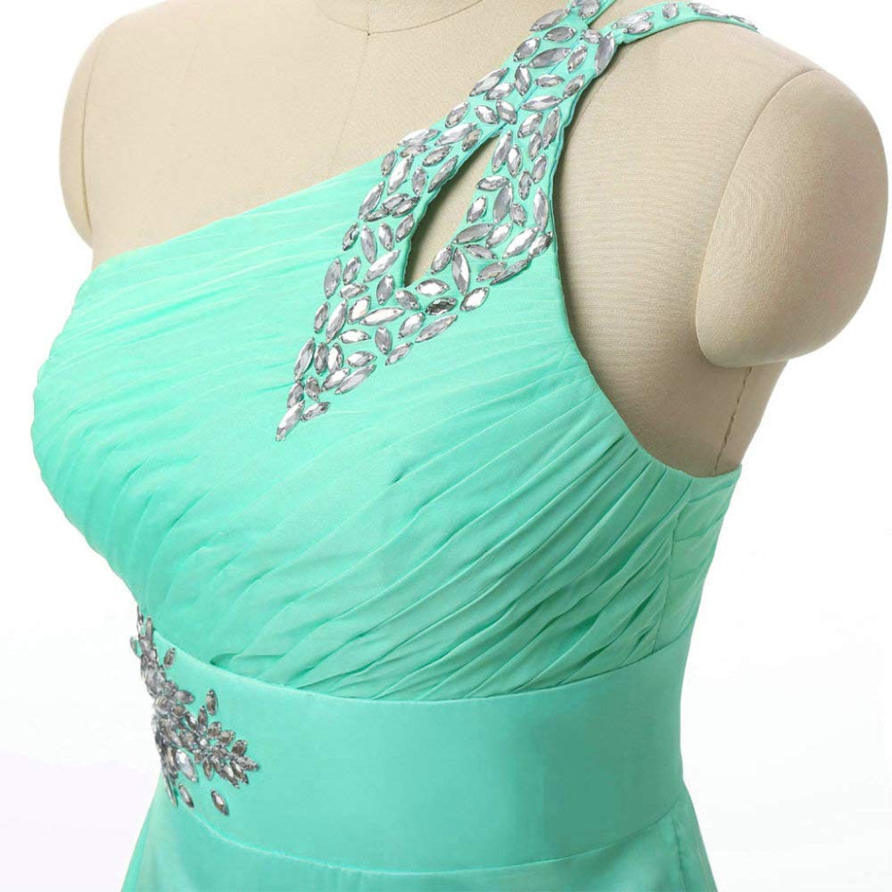 Vestido de noche elegante gasa con un solo hombro para mujer